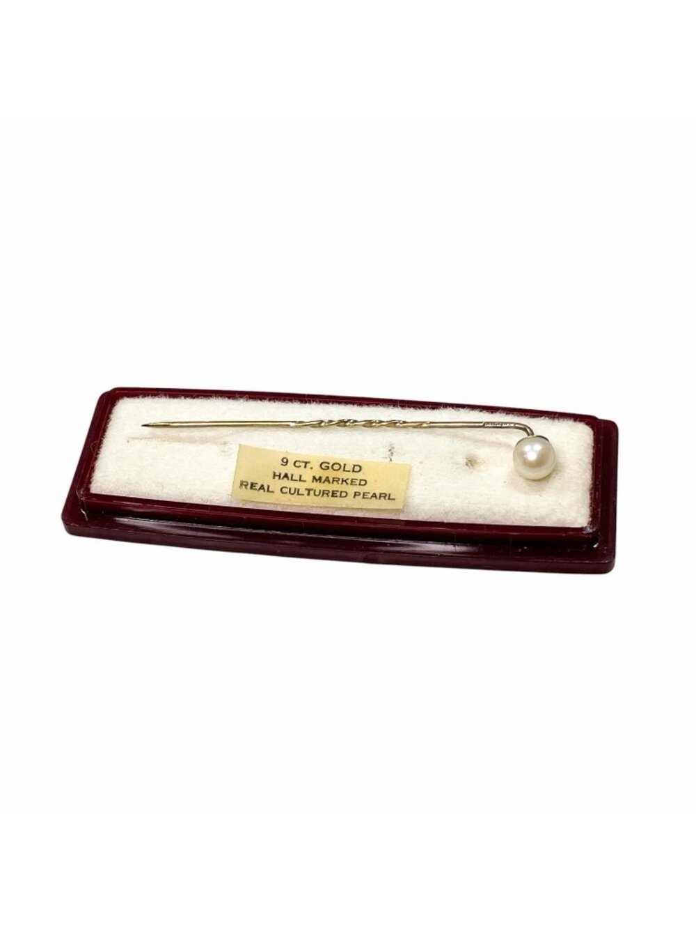 Vintage 9K Yellow Gold With Pearl Hat Stick Pin